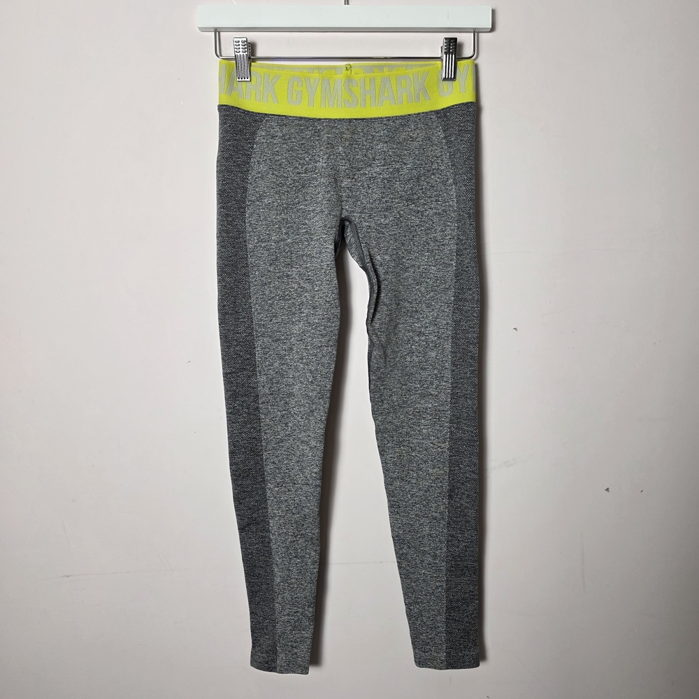 Gymshark Gray Seamless Sculpt Leggings Neon Waistband Size S Workout